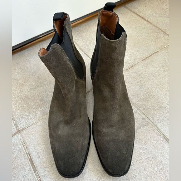 ALDO SIZE 12 khaki green Chelsea boot boots real genuine leather suede ankle - Picture 2 of 10